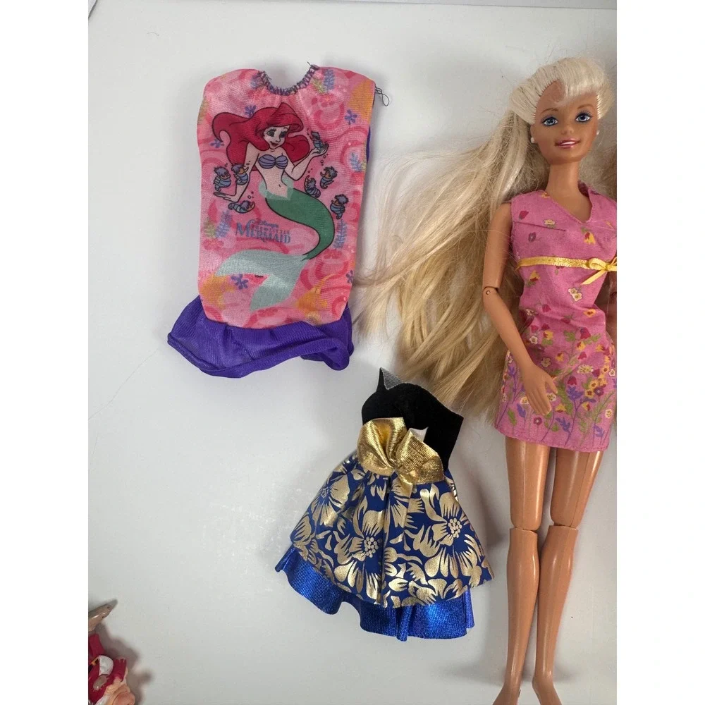 Vintage Barbie Doll Lot of 4 70s 90s Mattel Clothes Ariel Little Mermaid 1966